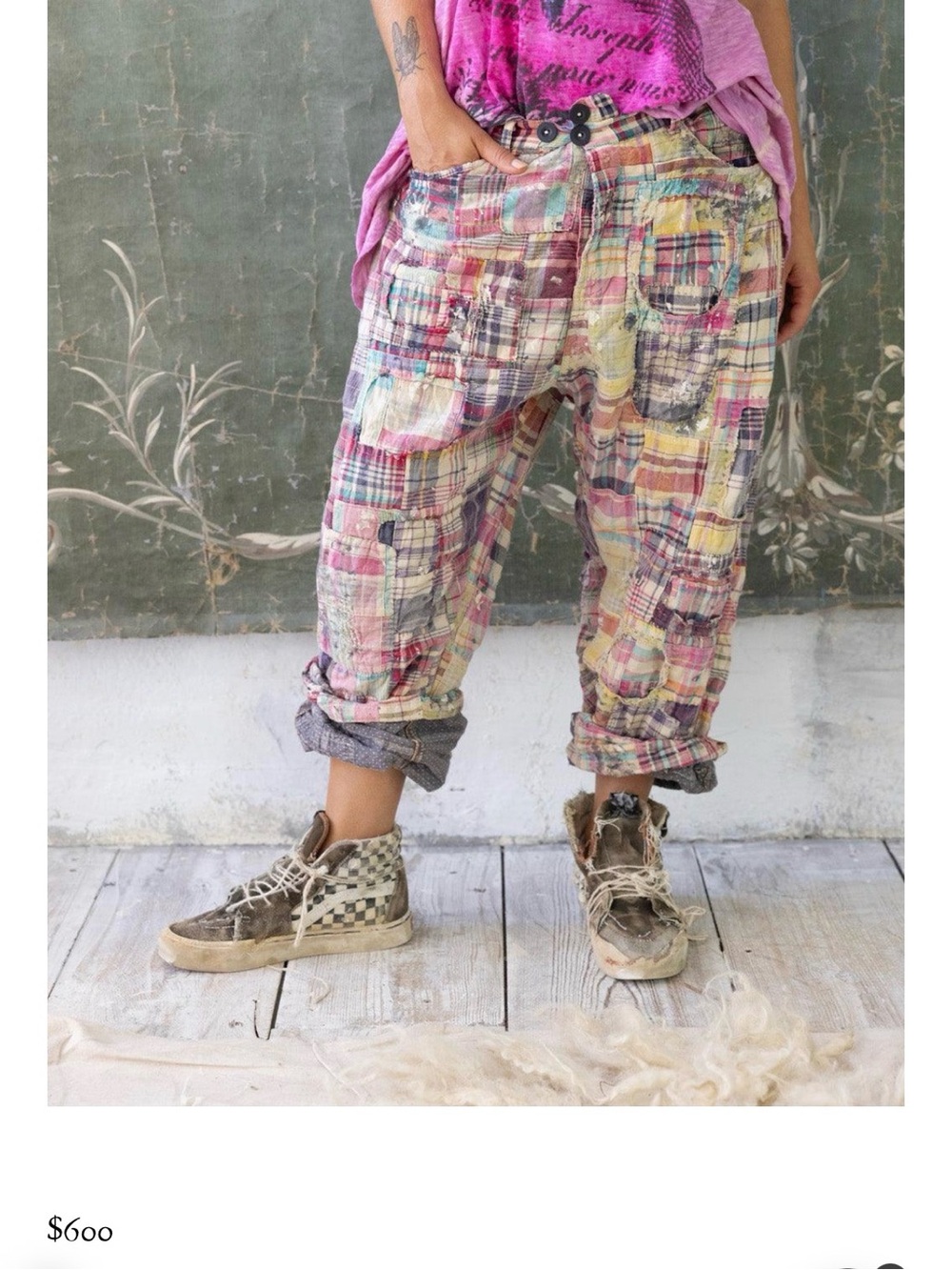 Kimchi Blue patchwork Magnolia Pearl style miner pants provision trousers - Picture 6 of 16